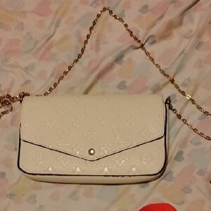 Louis Vuitton Ivory Crossbody Bag with Gold Chain